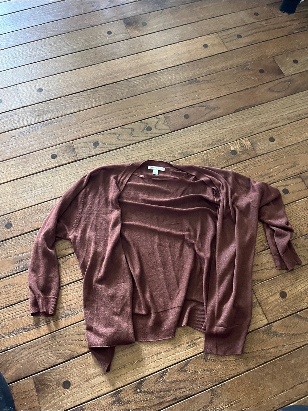 Cato Open-Front Cardigan in Rust Brown
